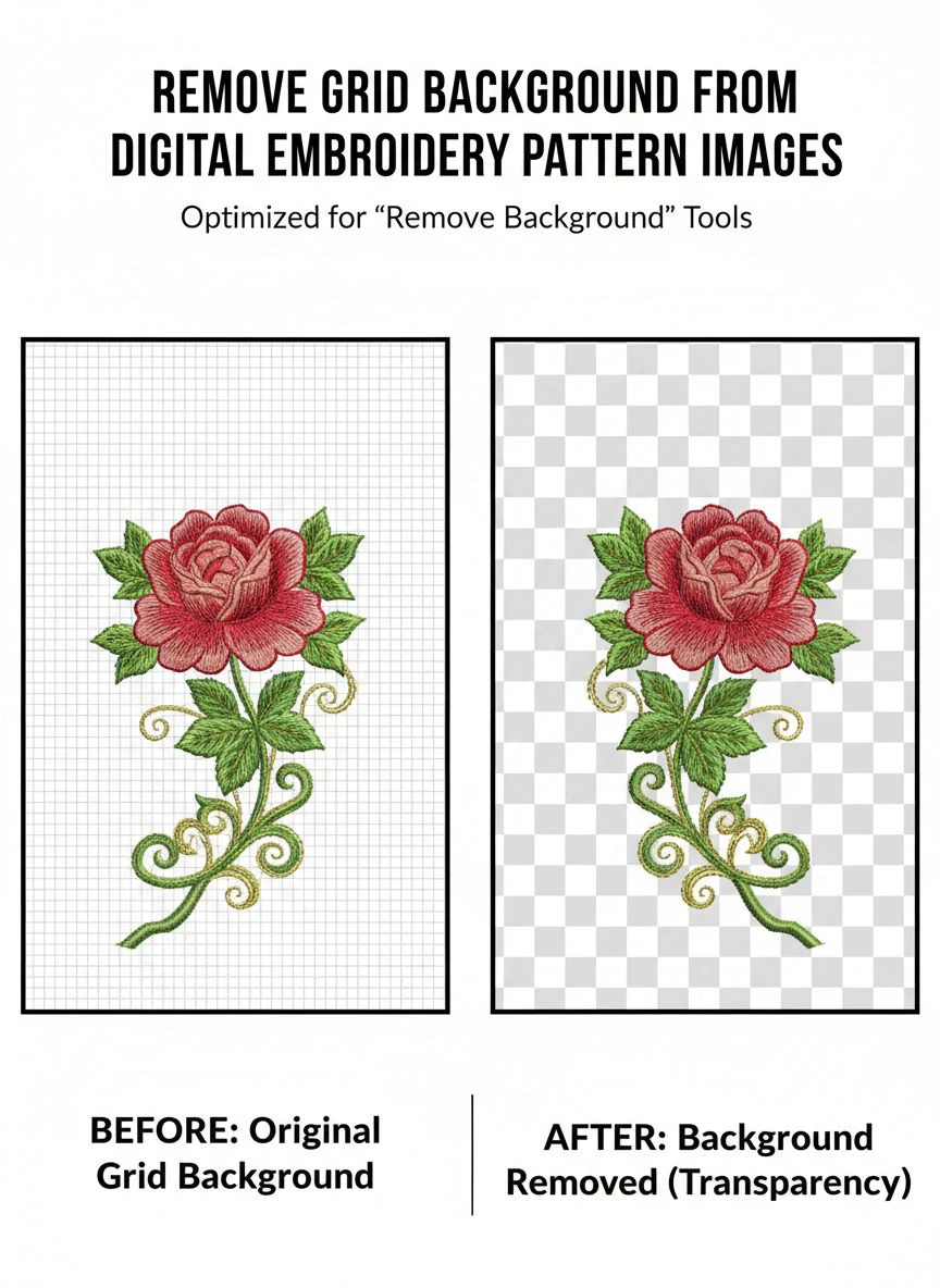 remove grid background from digital embroidery pattern images - Professional Guide